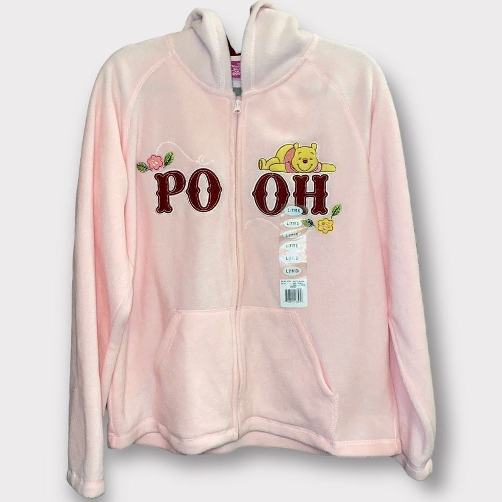 Vintage Disney Winnie the Pooh Light Pink Fleece Zip Up